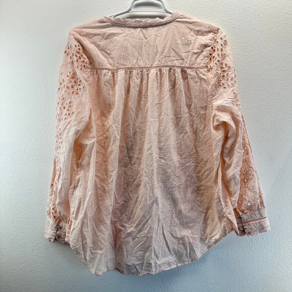 Sundance Valeria Eyelet Pink Shirt XL Boho Prairie - Picture 3 of 10